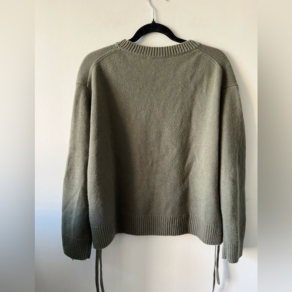 VINCE - 100 % Cashmere Lace-up Pullover Sweater in Olive Green (Size XS) - Picture 14 of 14